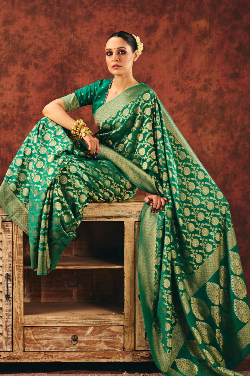 Emerald Royale Jacquard Saree