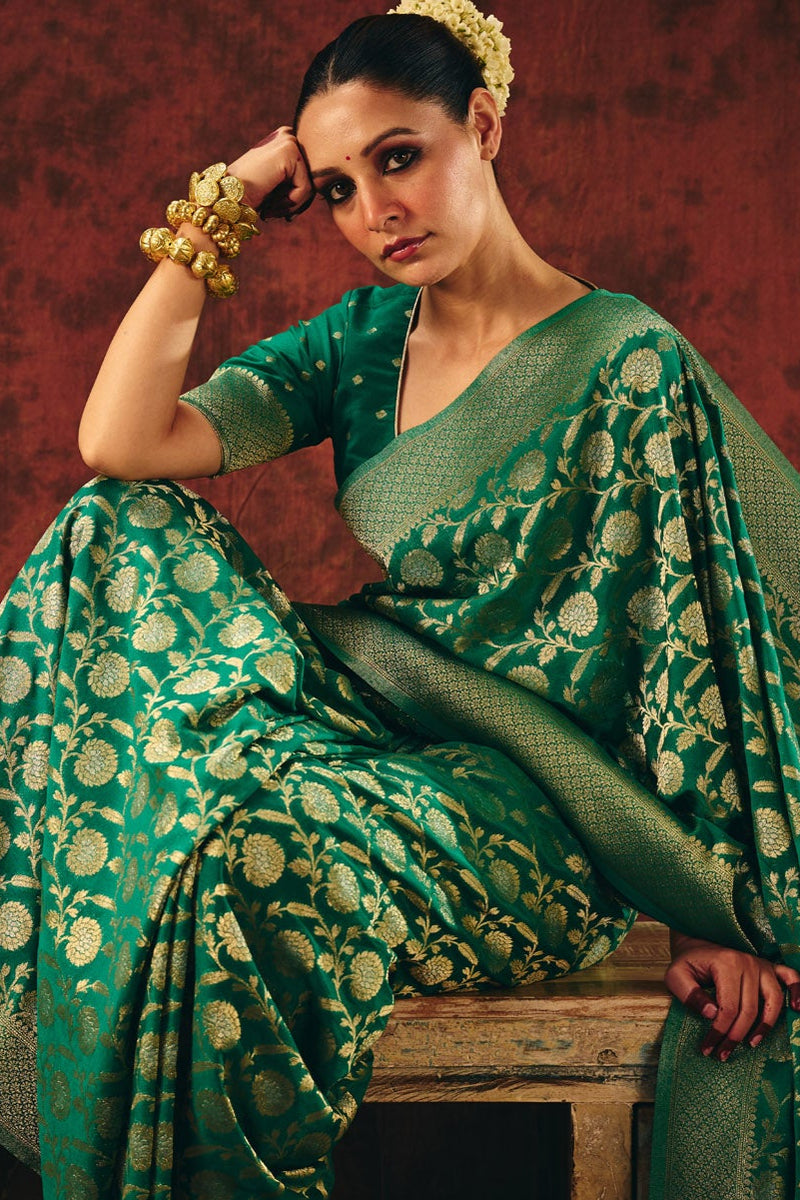 Emerald Royale Jacquard Saree