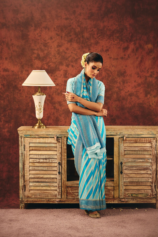 Regal Striped Crepe Jacquard Saree