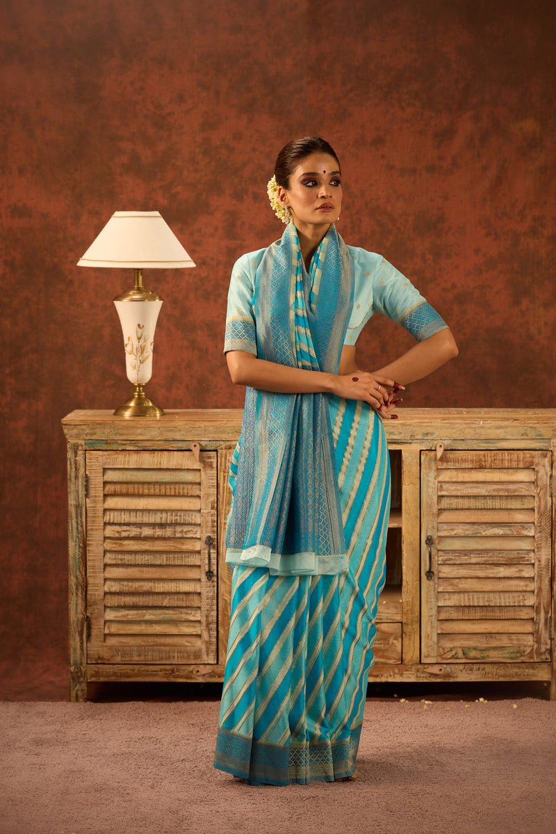 Regal Striped Crepe Jacquard Saree