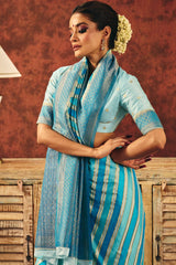 Regal Striped Crepe Jacquard Saree