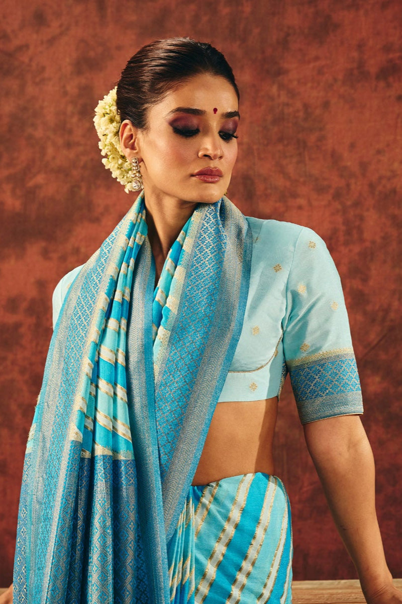 Regal Striped Crepe Jacquard Saree