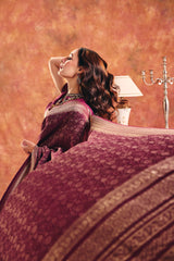 Wine Viscose Jacquard Saree with Zari Border