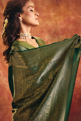 Emerald Green Viscose Jacquard Saree