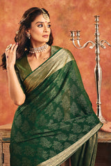 Emerald Green Viscose Jacquard Saree