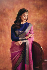 Overall Satin Jacquard Saree with Zari Border