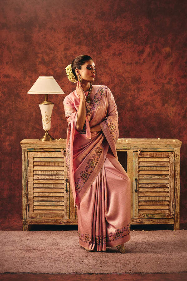 Blush Royale Jacquard Saree with embellishments