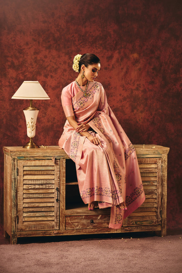 Blush Royale Jacquard Saree with embellishments