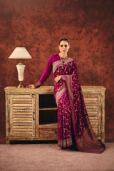 Imperial Wine Jacquard Saree