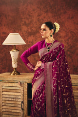 Imperial Wine Jacquard Saree