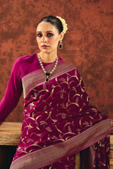 Imperial Wine Jacquard Saree