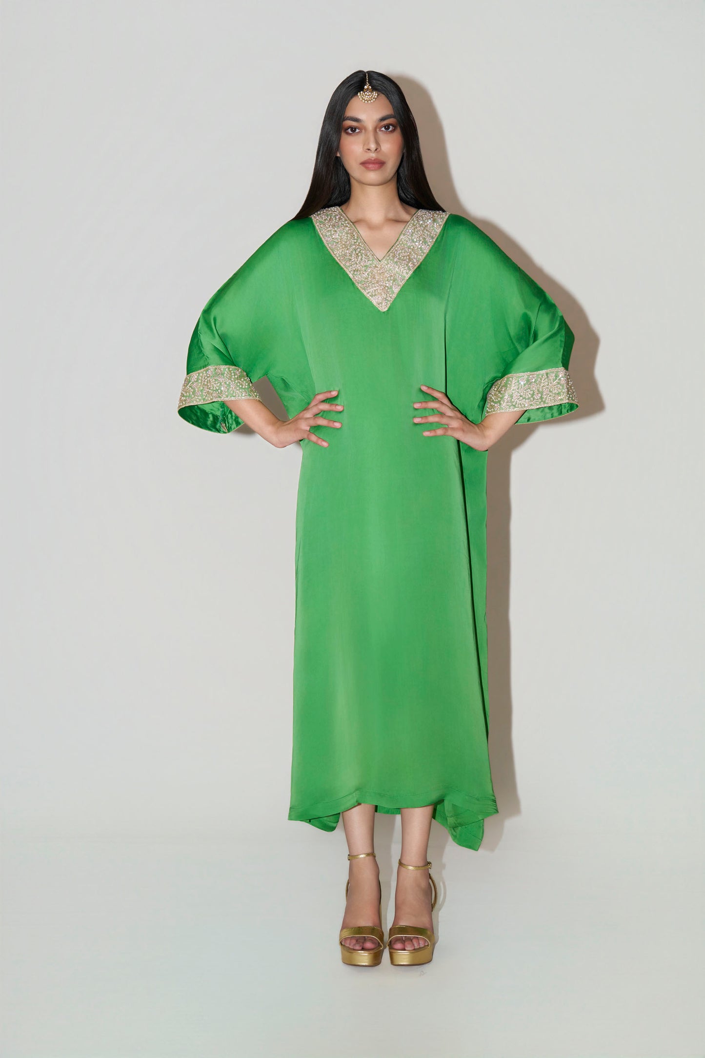 Green Single Piece Kaftan Dress