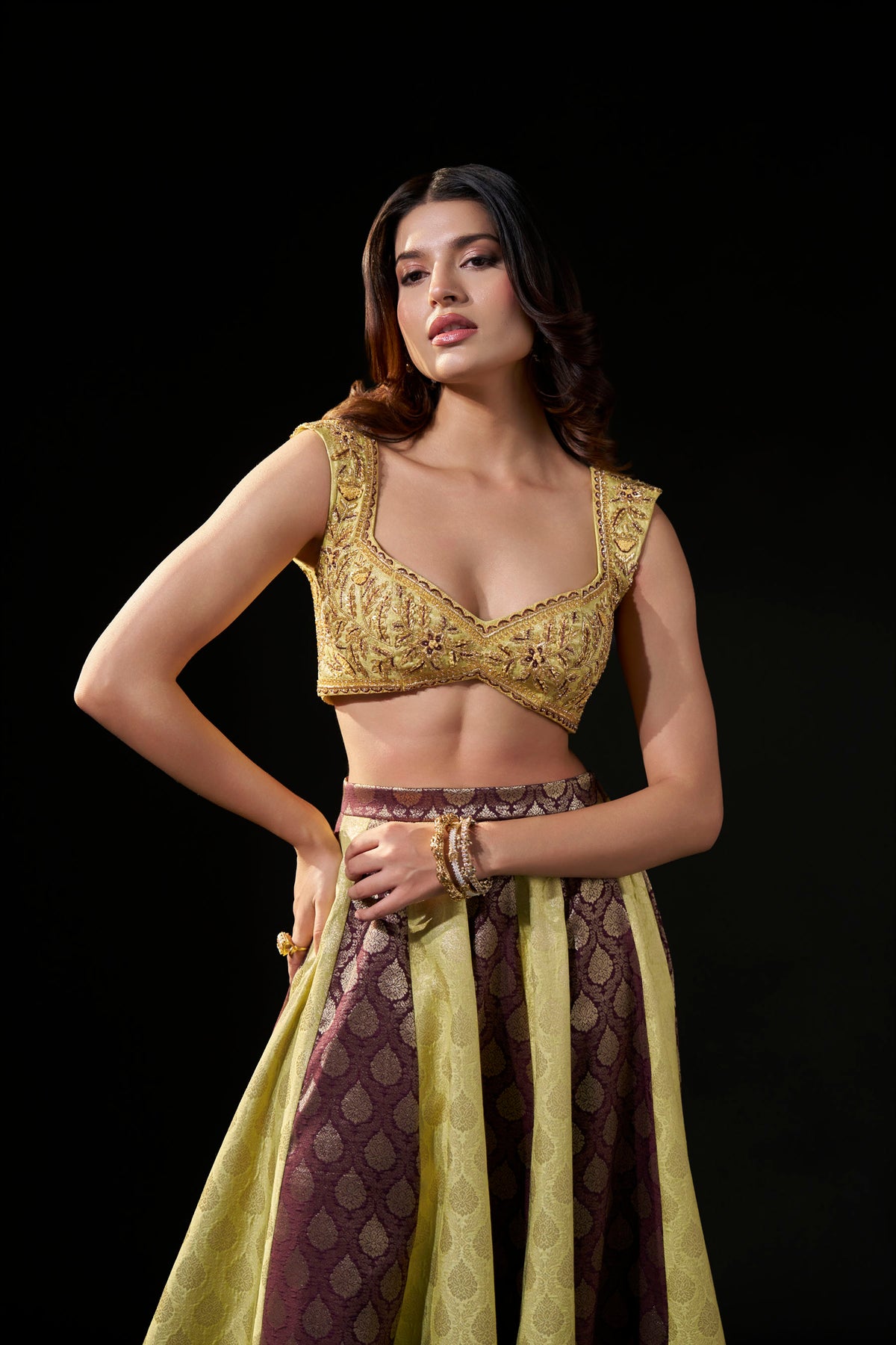 Gold Zardozi Hand-Embellished Brocade Blouse