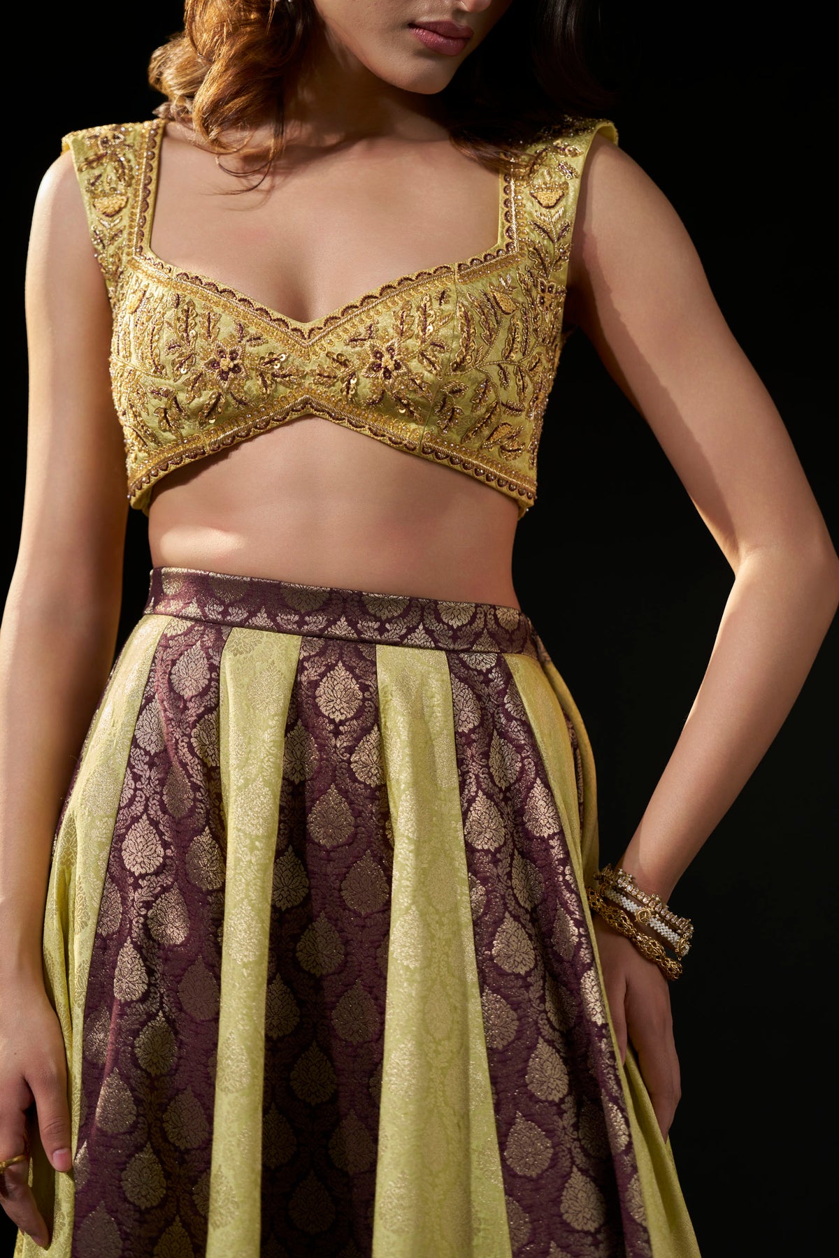 Gold Zardozi Hand-Embellished Brocade Blouse