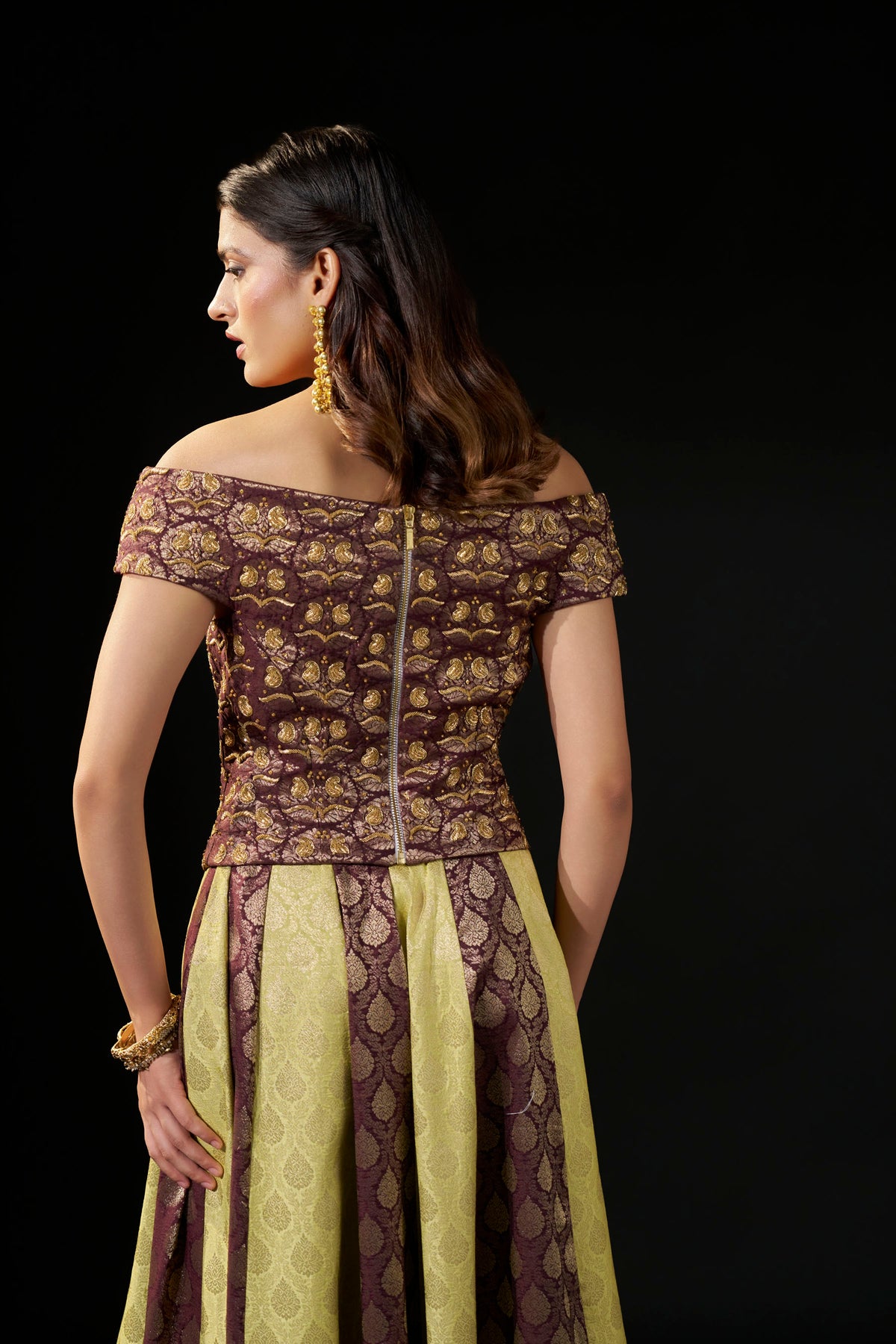 Brown Hand-Embellished Zardozi Brocade Blouse