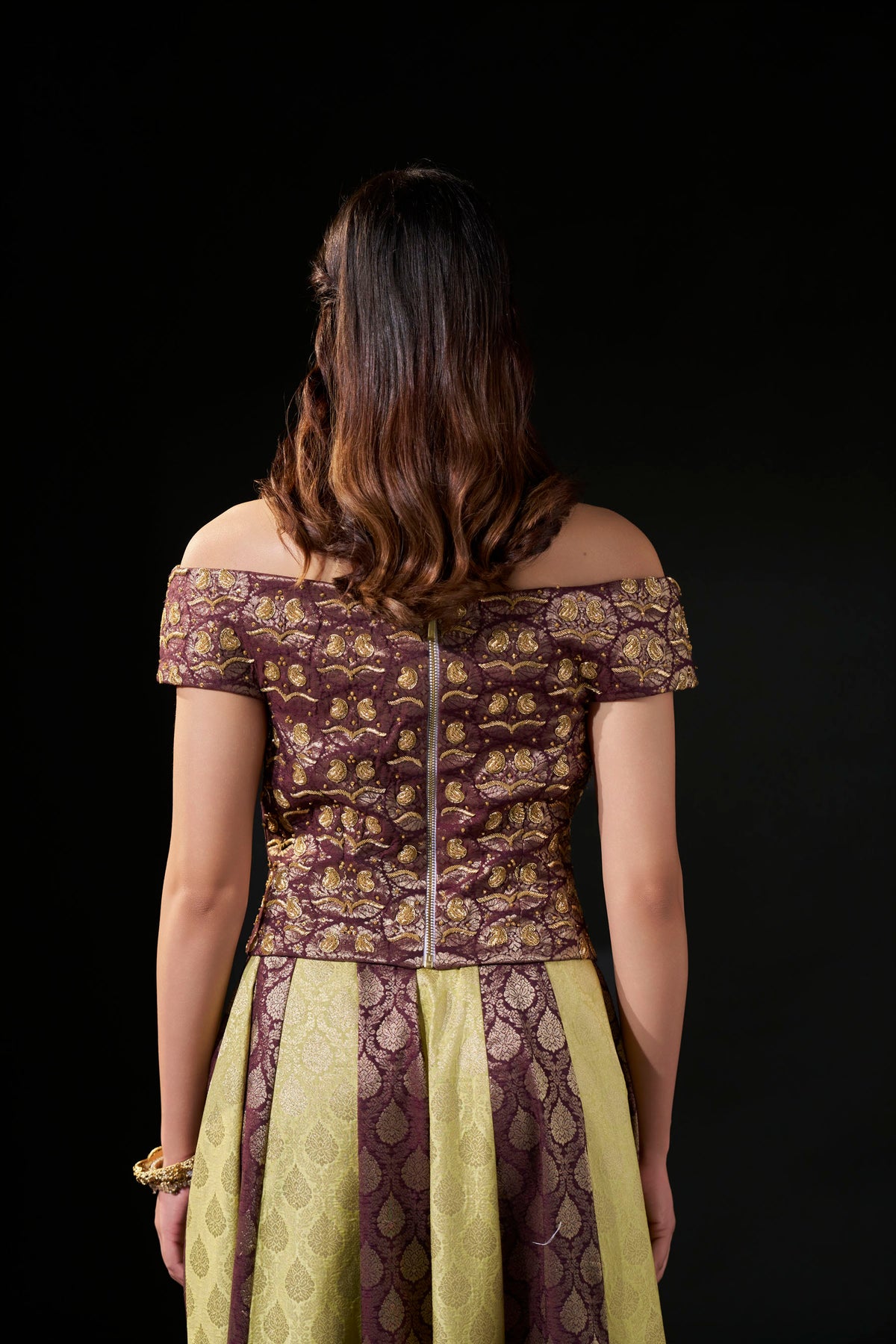 Brown Hand-Embellished Zardozi Brocade Blouse