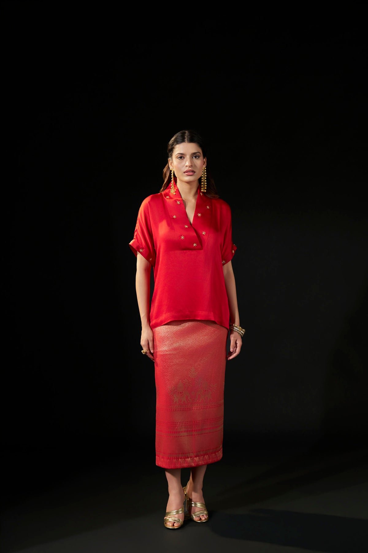 Red Brocade Skirt