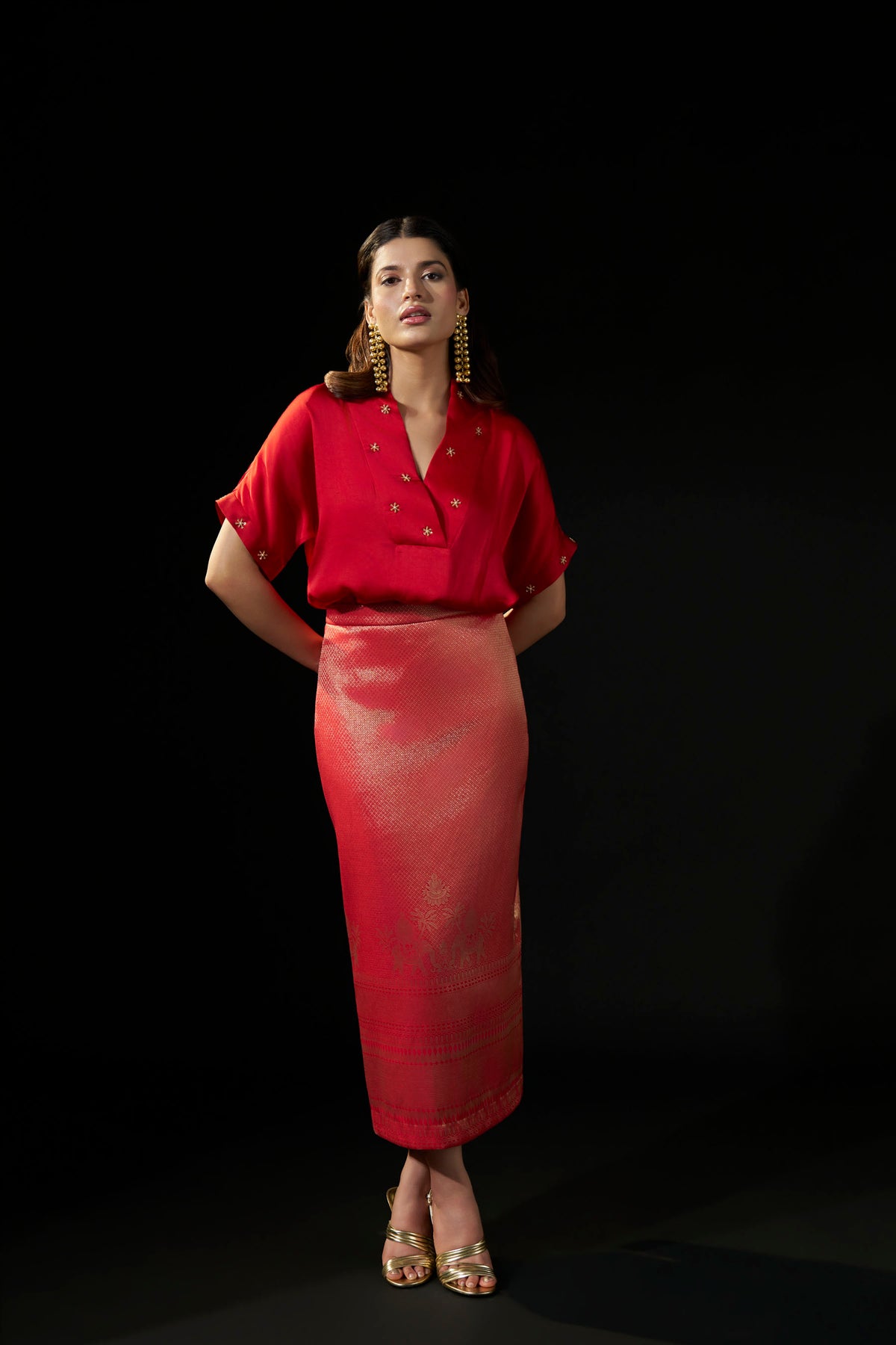 Red Brocade Skirt