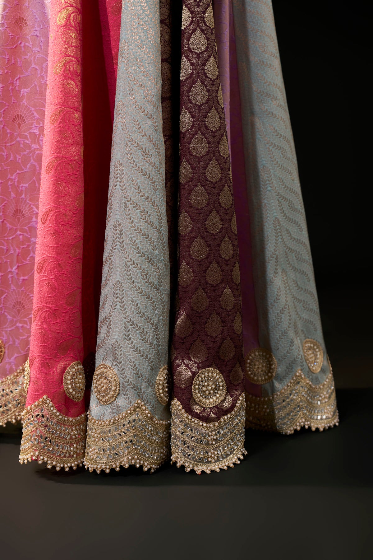 Multicolor Brocade Panelled Skirt with Embellished Border