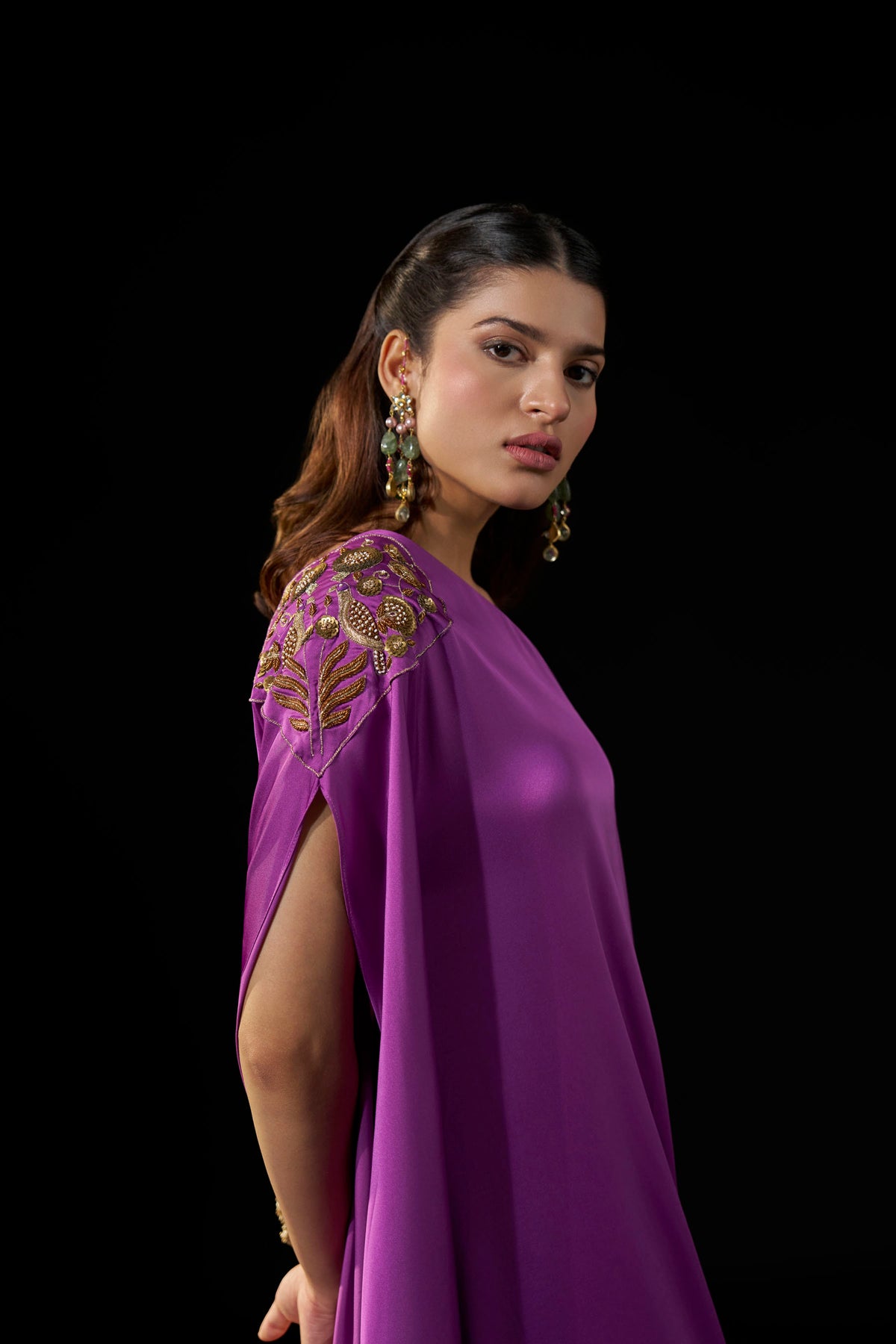 Purple  One-Shoulder Gown