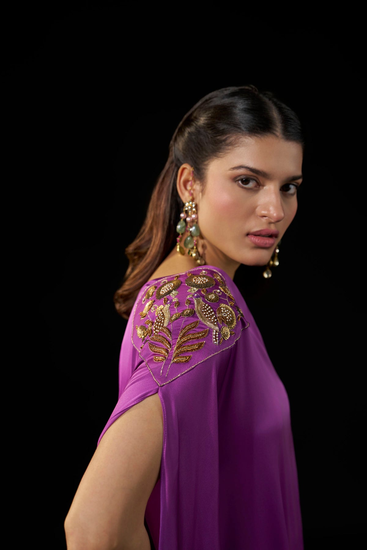 Purple  One-Shoulder Gown
