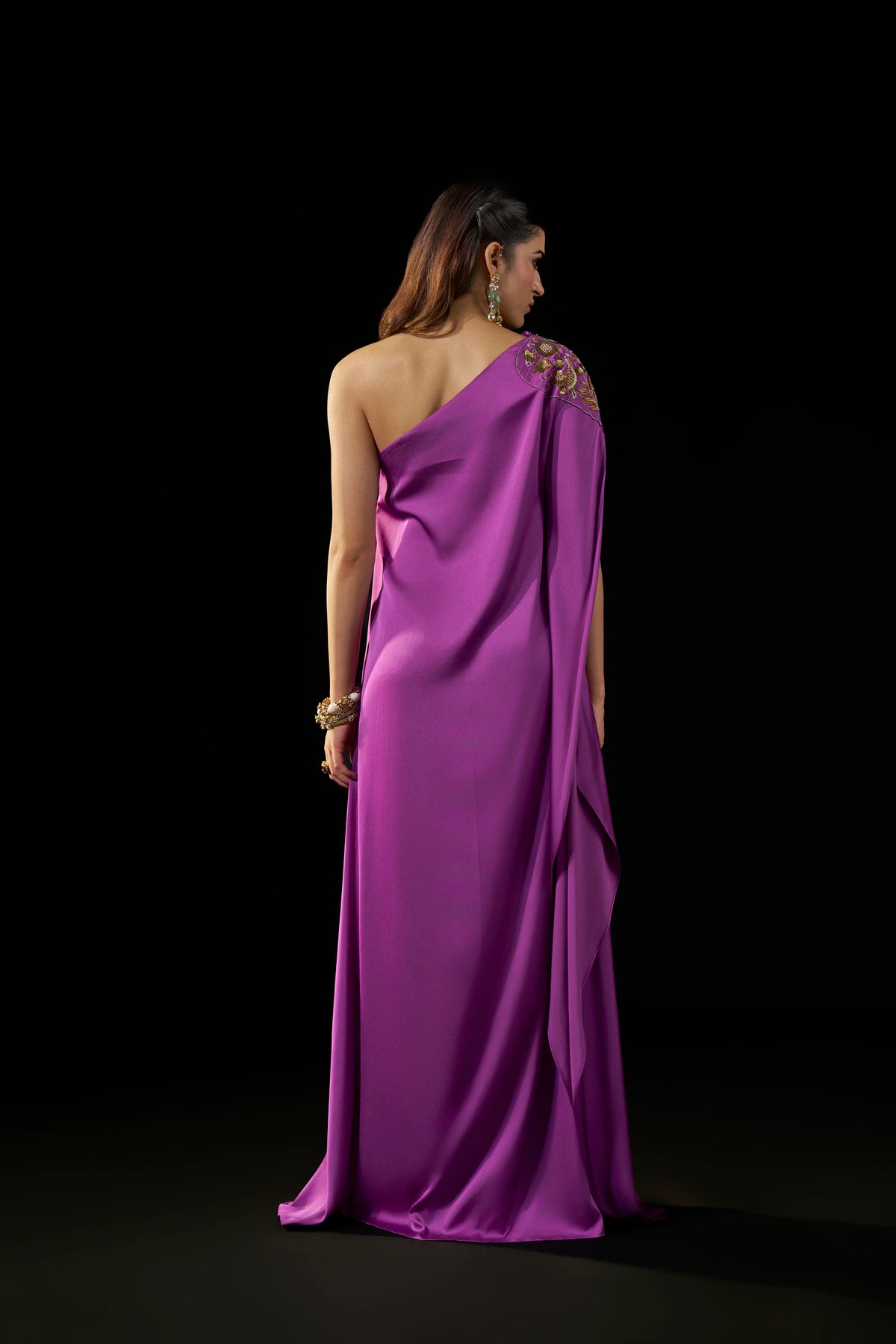 Purple  One-Shoulder Gown