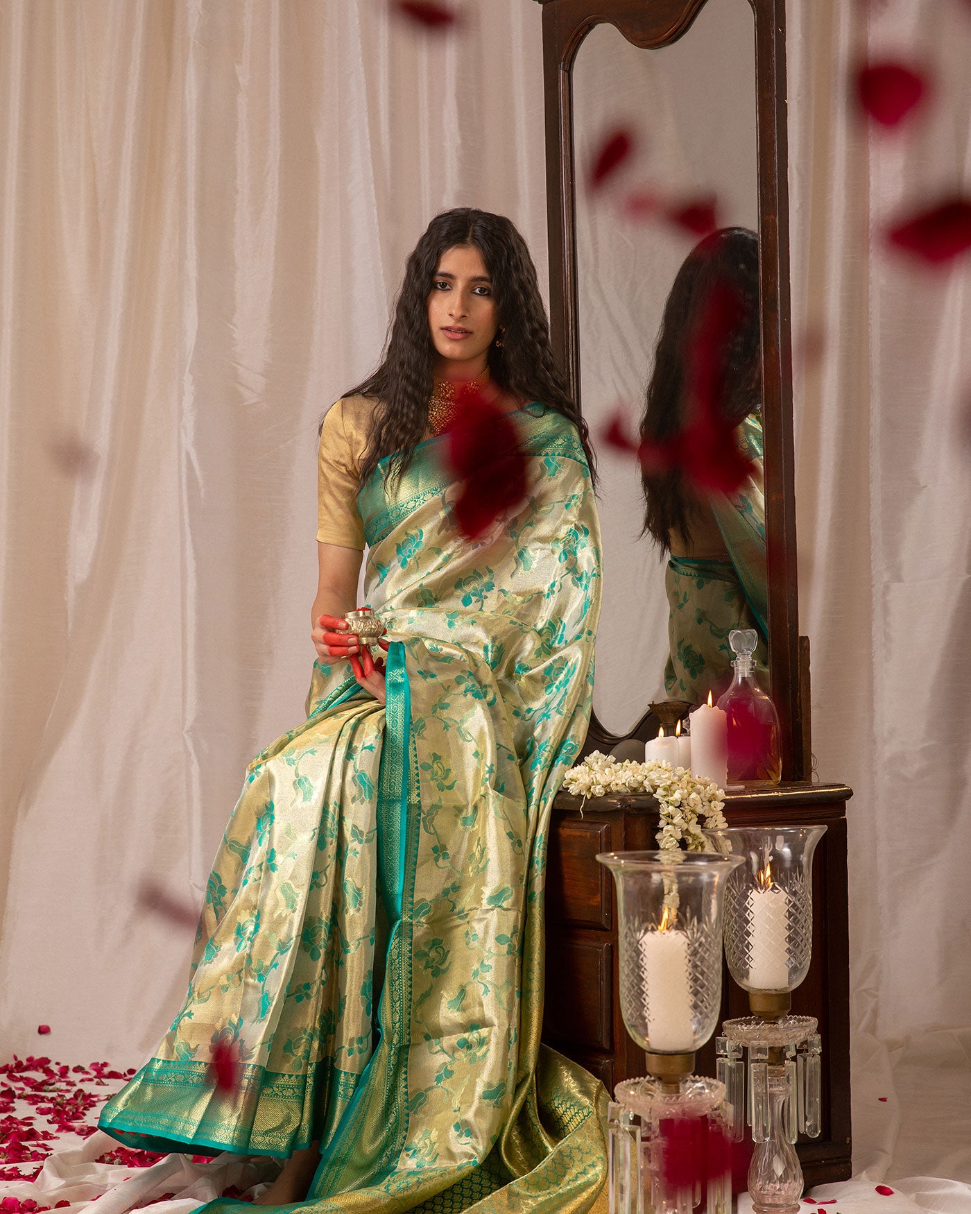 Silk Tissue Saree - Sindoor
