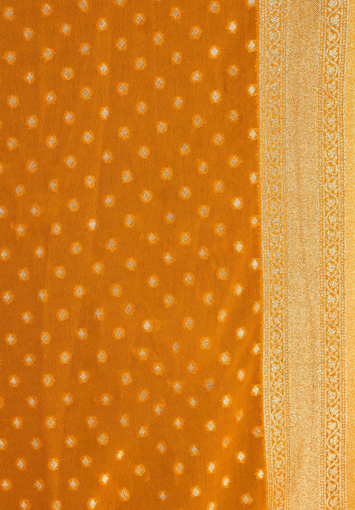 Yellow Mustard Georgette Brocade Saree