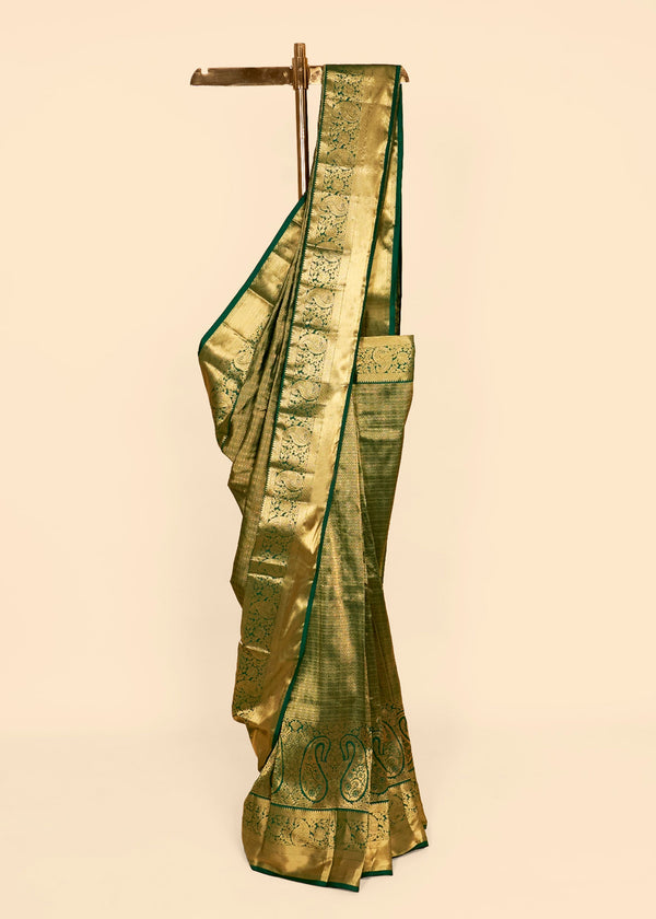 DARK GREEN KANCHIPURAM SILK SAREE