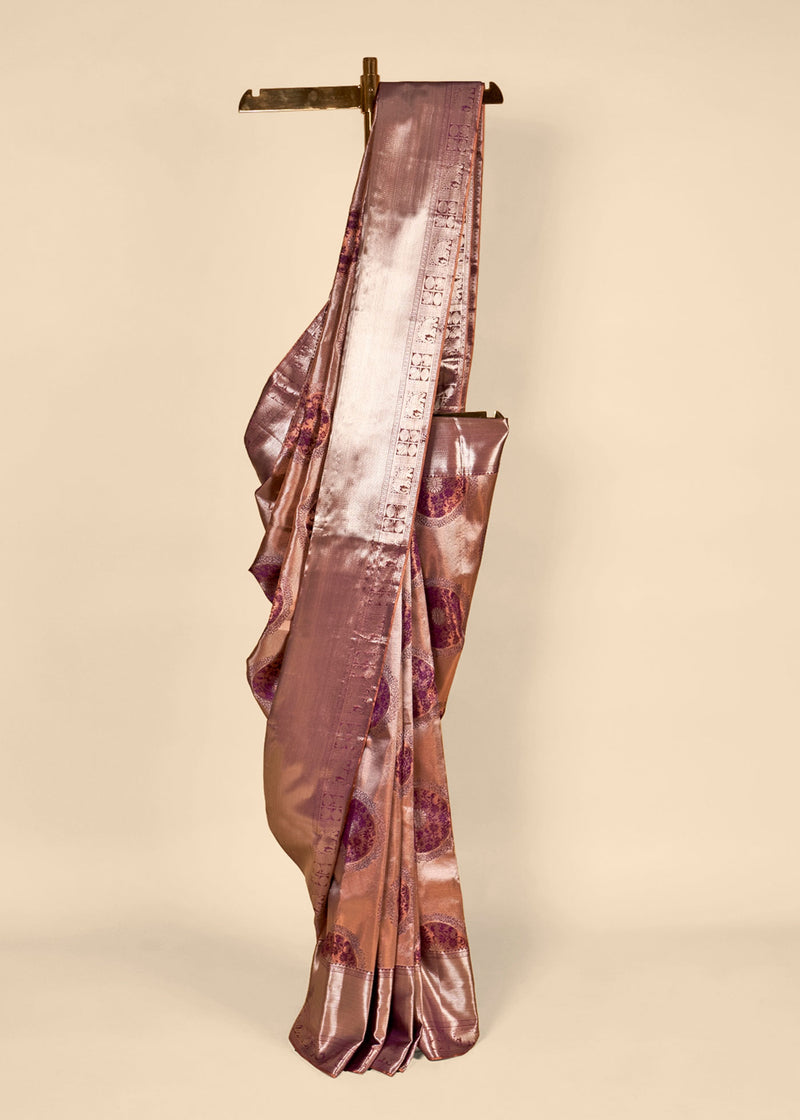 pink gold silk saree