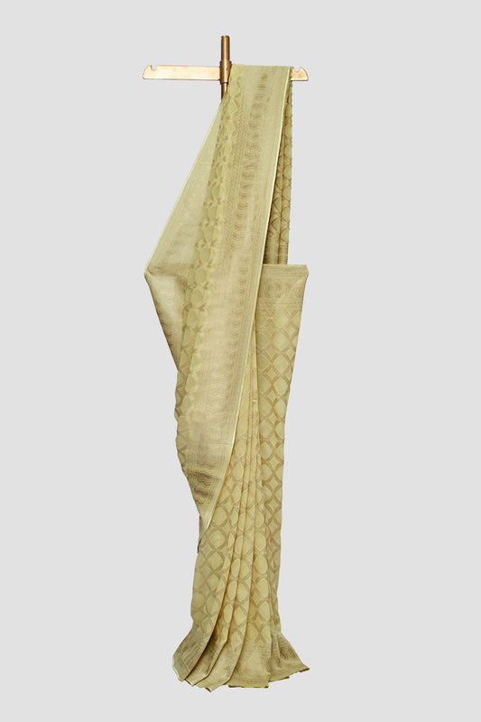 Yellow Geometric Pattern Georgette Saree