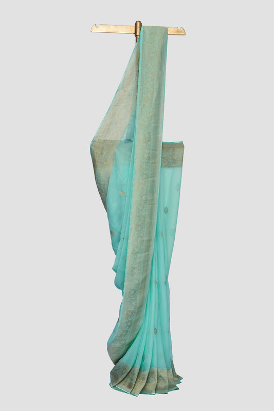 Fashionable Georgette Leaf Print Saree